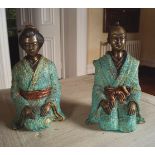 2 JAPANESE BRONZE POLYCHROME FIGURES