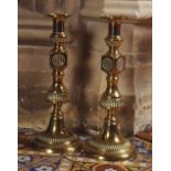 PAIR GEORGIAN BRASS CANDLESTICKS