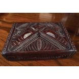 NEW ZEALAND MAORI HARDWOOD AND MOTHER O'PEARL INLAID BOX