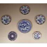 COLLECTION OF 6 BLUE AND WHITE PLATES