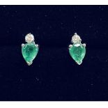 DIAMOND AND EMERALD STUD EARRINGS