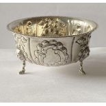 STERLING SILVER DECORATIVE THREE-LEGGED BOWL