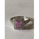 WITHDRAWN 18CT GOLD PINK SAPPHIRE & DIAMOND CLUSTER RING