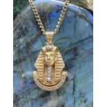 18CT YELLOW AND WHITE GOLD TUTANKHAMUN HEAD