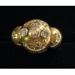 RUSSIAN 18CT YELLOW GOLD & PLATINUM DIAMOND RING