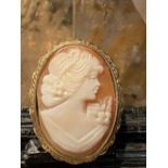 9CT YELLOW GOLD CARVED CAMEO RING