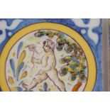 PAIR OF EARLY POLYCHROME TILES