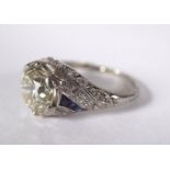 PLATINUM DIAMOND AND SAPPHIRE RING