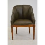 MAHOGANY AND LEATHER LIBRARY CHAIR