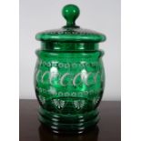 VICTORIAN MARY GREGORY GLASS BISCUIT BARREL
