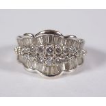 18 CT BAGUETTE AND BRILLIANT CUT DIAMOND RING