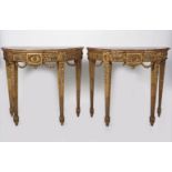 PAIR OF LOUIS XVI PERIOD GILT CONSOLE TABLES