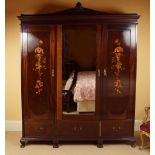 EDWARDIAN MAHOGANY AND MARQUETRY WARDROBE