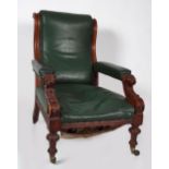 19TH-CENTURY OAK LIBRARY CHAIR