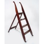EDWARDIAN MAHOGANY AND BRASS BOUND LIBRARY LADDER