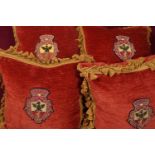 4 VELVET CRESTED CUSHIONS