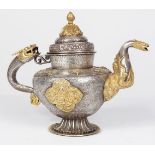 SINO-TIBETAN SILVER-GILT LIDDED CEREMONIAL TEAPOT