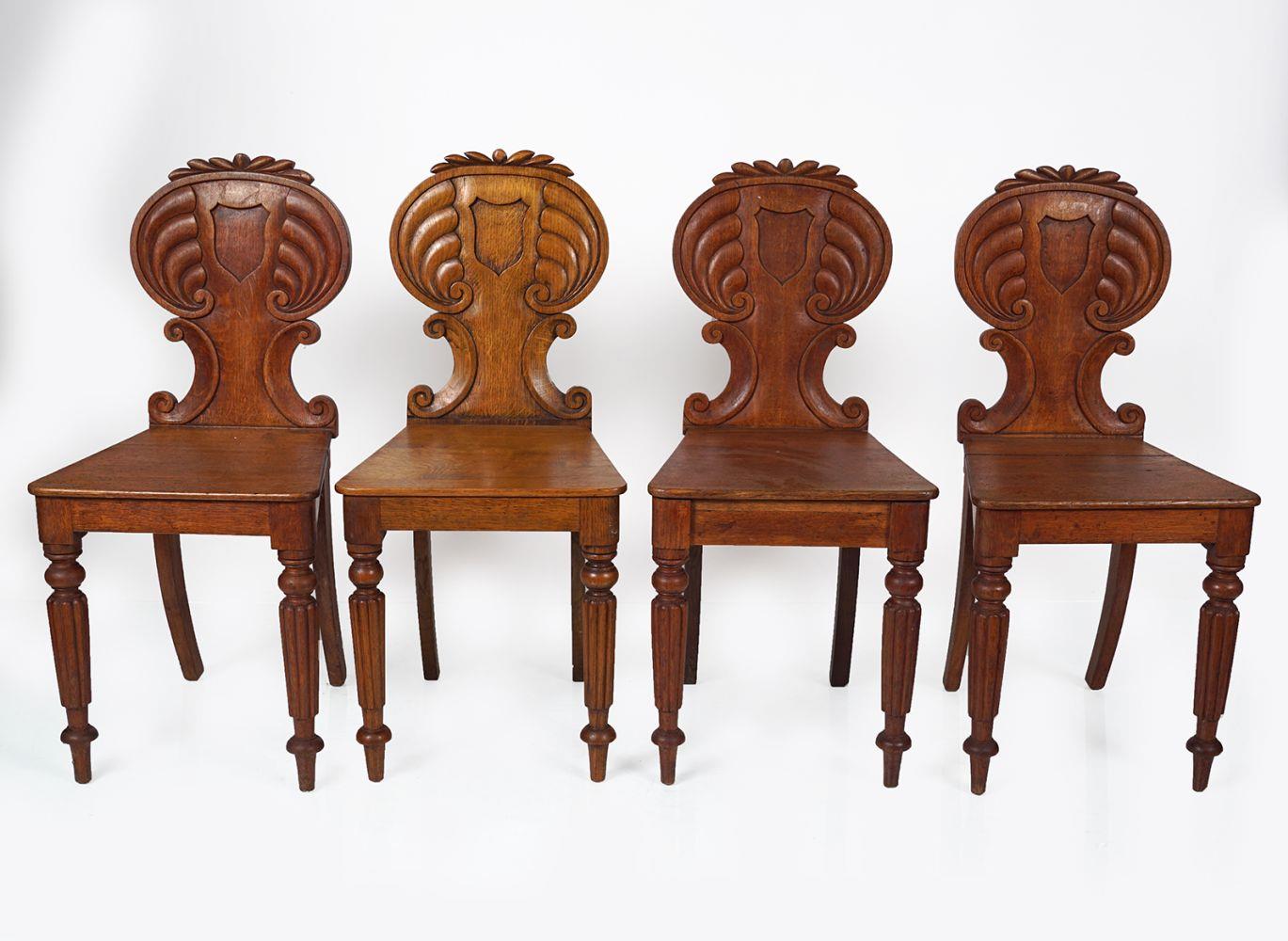 SUITE OF 4 WILLIAM IV OAK HALL CHAIRS - Image 2 of 5