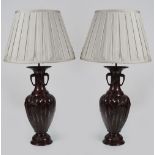 PR JAPANESE MEIJI BRONZE VASE STEMMED TABLE LAMPS