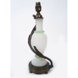 19TH-CENTURY BRONZE AND OPALINE GLASS TABLE LAMP