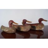 3 CARVED WOOD DECOY DUCKS