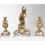 19TH-CENTURY MARBLE & GILT METAL CLOCK GARNITURE