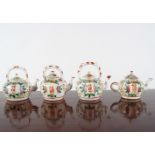 COLLECTION OF 4 CHINESE FAMILLE VERTE TEA POTS