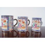 3 18TH-CENTURY CHINESE FAMILLE ROSE MUGS