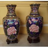 PAIR OF CHINESE CLOISONNE ENAMELLED VASES
