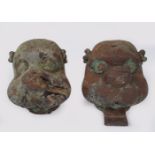 PAIR OF 19TH-CENTURY BRONZE AMORINI MASKS