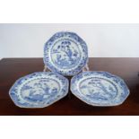 THREE 18TH-CENTURY CHINESE BLUE AND WHITE PLATES