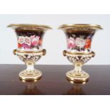 PAIR OF DERBY STYLE URNS