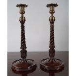 PAIR OF 19TH-CENTURY MAHOGANY CANDLESTICKS