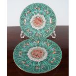 PAIR OF CHINESE CABBAGE LEAF PATTERN PLATES