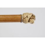 19TH-CENTURY JAPANESE SATIN WALNUT WALKING STICK