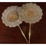 PAIR OF PAPIER MACHE FANS