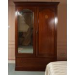 EDWARDIAN MAHOGANY AND SATINWOOD INLAID WARDROBE