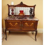 EDWARDIAN MAHOGNAY AND MARQUETRY WASHSTAND