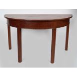 PAIR OF MAHOGANY DEMI LUNE CONSOLE TABLES