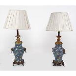 PAIR 19TH-CENTURY CHINESE CLOISONNE TABLE LAMPS