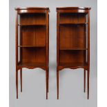 PAIR EDWARDIAN SATINWOOD & EBONY INLAID CABINETS