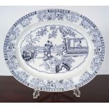 PAIR OF CHINOISERIE BLUE AND WHITE MEAT PLATTERS