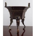 QING TRIPOD BRONZE CENSER