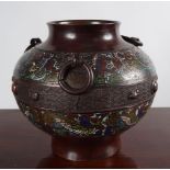 19TH-CENTURY CHINESE BRONZE CLOISONNE VASE