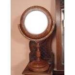 INDIAN HARDWOOD AND BRASS INLAID VANITY MIRROR