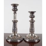 PAIR OF CRESTED SILVER CANDLESTICKS