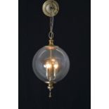 GLASS AND ORMOLU SPHERE LIGHT FITTING