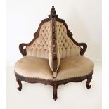 VICTORIAN MAHOGANY CONVERSATION COUCH