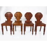 SUITE OF 4 WILLIAM IV OAK HALL CHAIRS