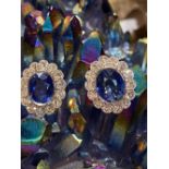 18CT GOLD CEYLON SAPPHIRE & DIAMOND EARRINGS